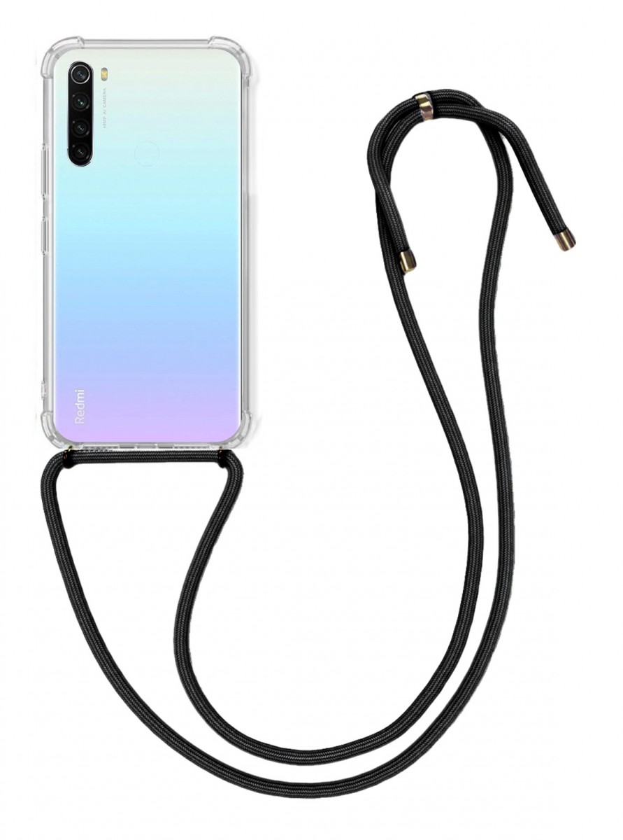 Zadní kryt na Xiaomi Redmi Note 8 s černou šňůrkou průhledný