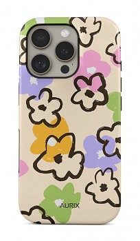 Luxusní kryt AURIX MagSafe na iPhone 16 Pro Flower Drawing