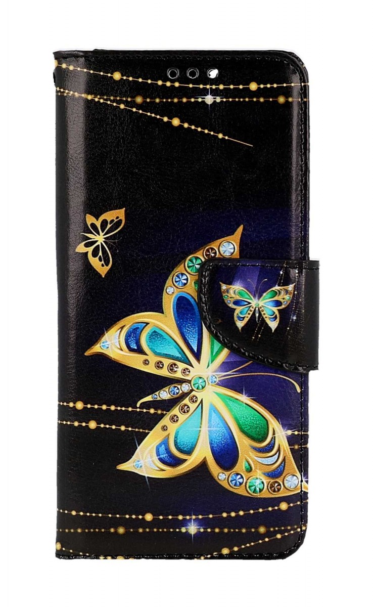 Levně Pouzdro TopQ Xiaomi Redmi Note 11 knížkové Zlatý motýl 73644 (obal neboli kryt na mobil Xiaomi Redmi Note 11)