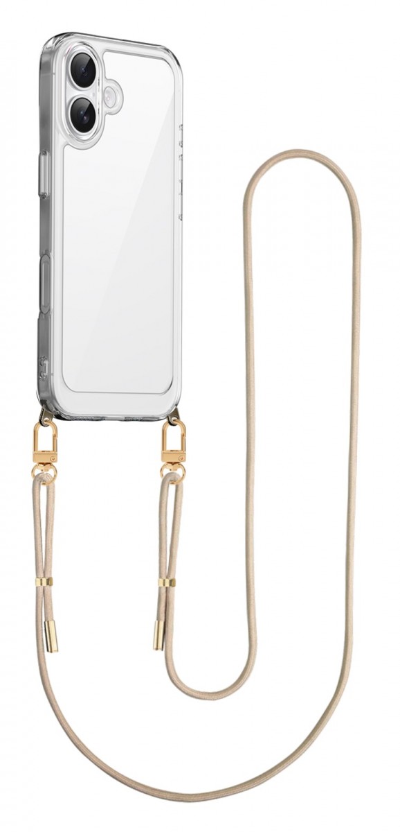 Zadní kryt Esthetique na iPhone 17 s béžovou šňůrkou průhledný