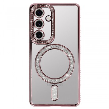 Zadní kryt Bling Magsafe pro Samsung Galaxy S25 FE pink