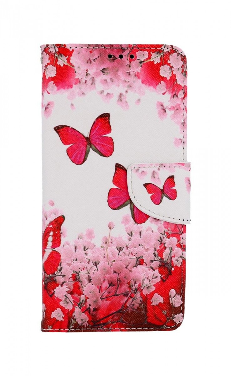 Levně Pouzdro TopQ Xiaomi Redmi Note 11 Pro knížkové Růžoví motýlci 73731 (obal neboli kryt na mobil Xiaomi Redmi Note 11 Pro)