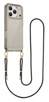 Zadní kryt Esthetique na iPhone 17 Pro s černou šňůrkou tmavý