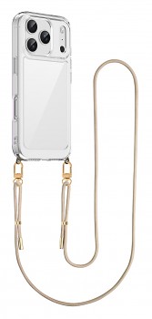 Zadní kryt Esthetique na iPhone 17 Pro s béžovou šňůrkou průhledný