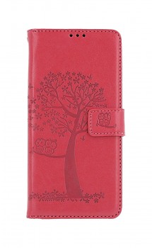 Knížkové pouzdro na Samsung A13 Tmavě růžový strom sovičky
