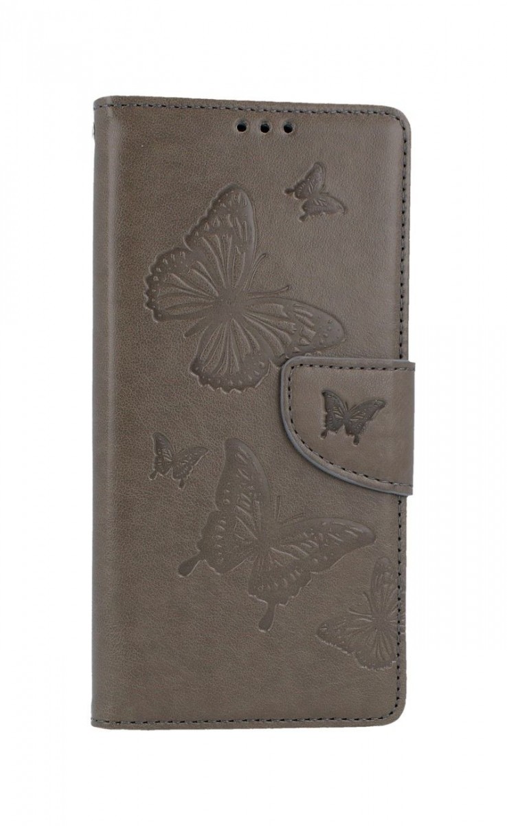 Knížkové pouzdro na Xiaomi Redmi Note 9 Pro Butterfly šedé