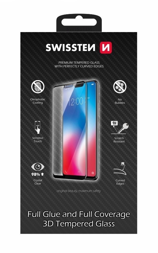 Tvrzené sklo Swissten na Samsung S9 3D zahnuté černé