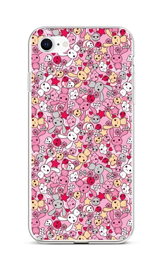 Zadní silikonový kryt na iPhone SE 2022 Pink Bunnies