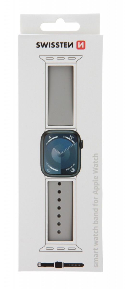 Řemínek Swissten pro Apple Watch silikonový 42-44/45-49 mm kamenně šedý