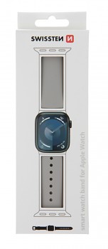Řemínek Swissten pro Apple Watch silikonový 42-44/45-49 mm kamenně šedý