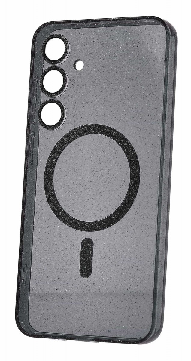 Kryt Glitter MagSafe pro Samsung Galaxy S26 černo-průhledný