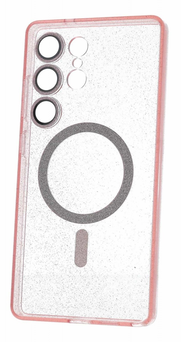 Kryt Glitter MagSafe pro Samsung Galaxy S26 Ultra růžovo-průhledný