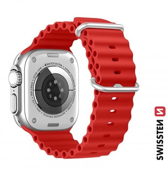 Řemínek Swissten pro Apple Watch silikonový - marine straps 42-44/45-49 mm červený