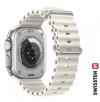Řemínek Swissten pro Apple Watch silikonový - marine straps 42-44/45-49 mm kamenně šedý