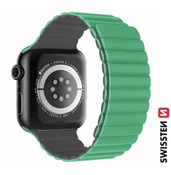 Řemínek Swissten pro Apple Watch silikonový - magnetic 38-40 mm zeleno/šedý