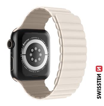 Řemínek Swissten pro Apple Watch silikonový - magnetic 38-40 mm bílo/cappuccino