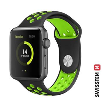 Řemínek Swissten pro Apple Watch silikonový - sport 42-44/45-49 mm černo/zelený