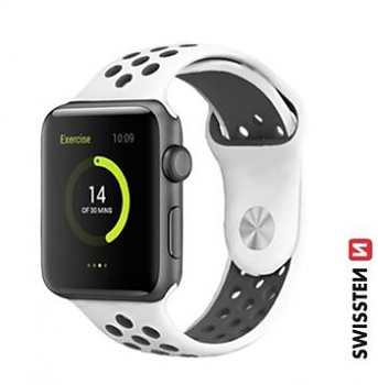 Řemínek Swissten pro Apple Watch silikonový - sport 42-44/45-49 mm platinovo/černý