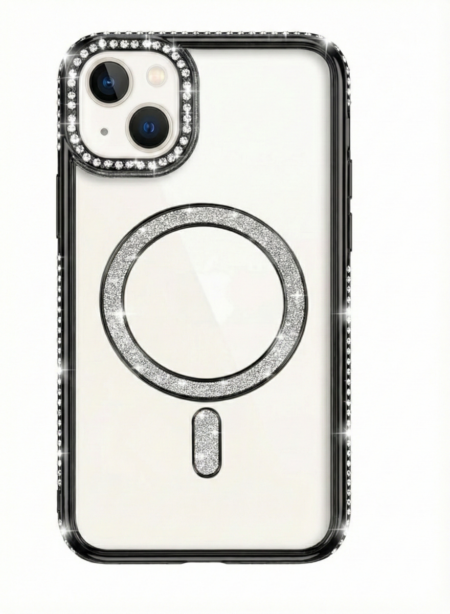 Levně Zadní kryt Bling Magsafe pro iPhone 13 černý