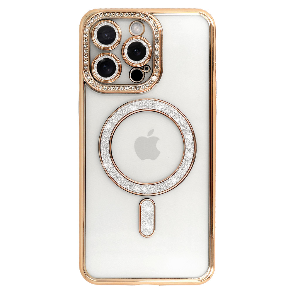 Levně Zadní kryt Bling Magsafe pro iPhone 14 Pro zlatý