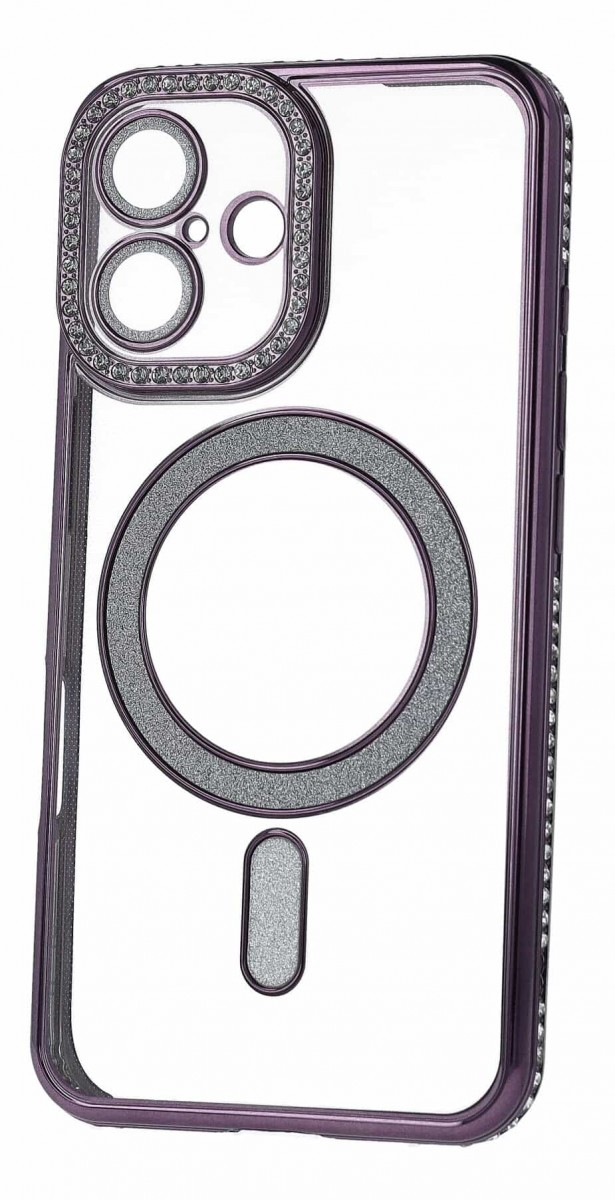 Levně Zadní kryt Bling Magsafe pro iPhone 16 fialový