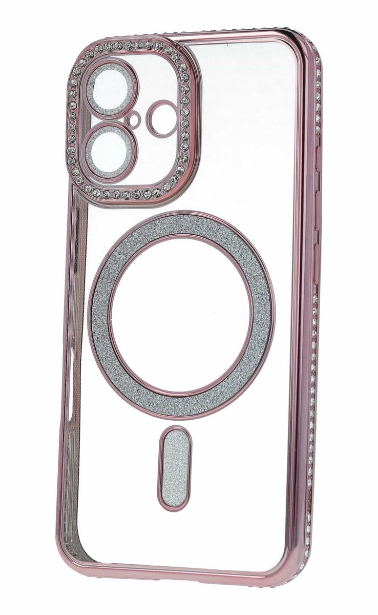 Zadní kryt Bling Magsafe pro iPhone 16 růžový