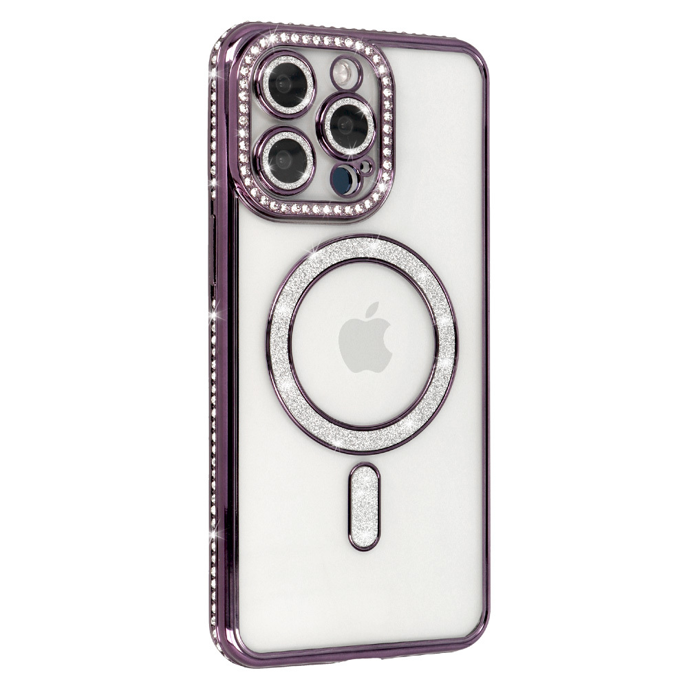 Levně Zadní kryt Bling Magsafe pro iPhone 16 Pro fialový