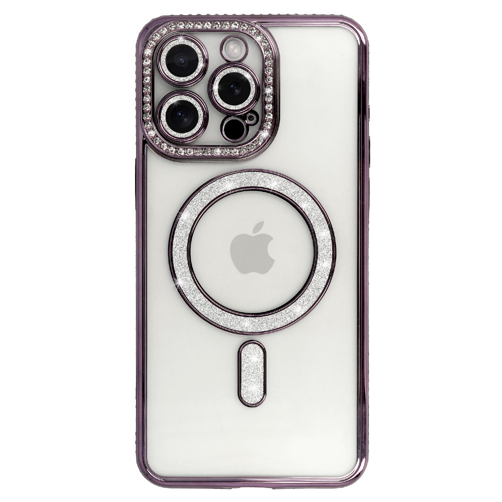 Levně Zadní kryt Bling Magsafe pro iPhone 16 Pro Max fialový