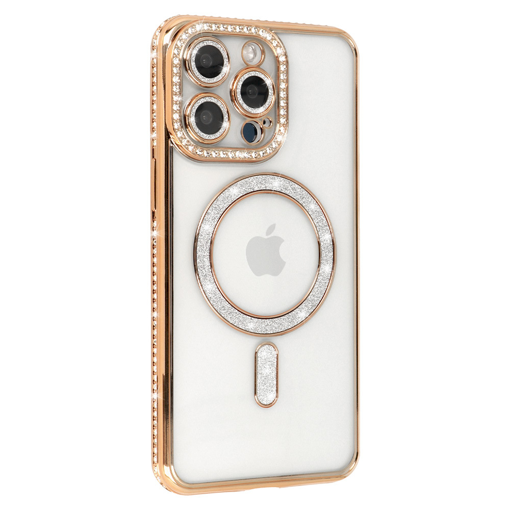 Levně Zadní kryt Bling Magsafe pro iPhone 16 Pro Max zlatý