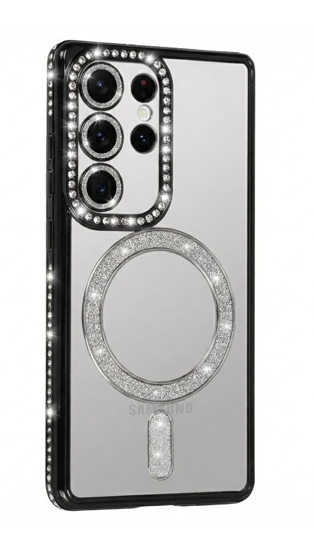 Levně Zadní kryt Bling Magsafe pro Samsung Galaxy S24 Ultra černý