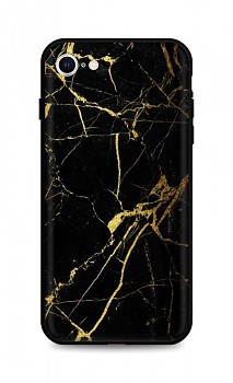 Zadní pevný kryt LUXURY na iPhone SE 2022 Marble černo-zlatý