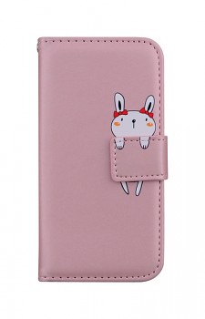 Knížkové pouzdro na Xiaomi Redmi Note 10 Pro Růžové s králíčkem