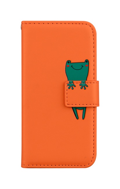 Knížkové pouzdro na Xiaomi Redmi Note 9 Pro Oranžové s žabkou