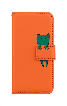 Knížkové pouzdro na Xiaomi Redmi Note 9 Pro Oranžové s žabkou