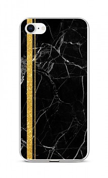 Zadní silikonový kryt STYLE na iPhone SE 2022 Mramor černo-zlatý