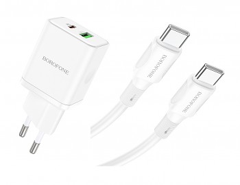 Rychlonabíječka Borofone BN7 20W včetně datového kabelu USB-C bílá