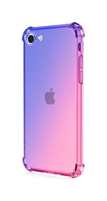 Zadní silikonový kryt na iPhone SE 2022 Shock duhový modro-růžový