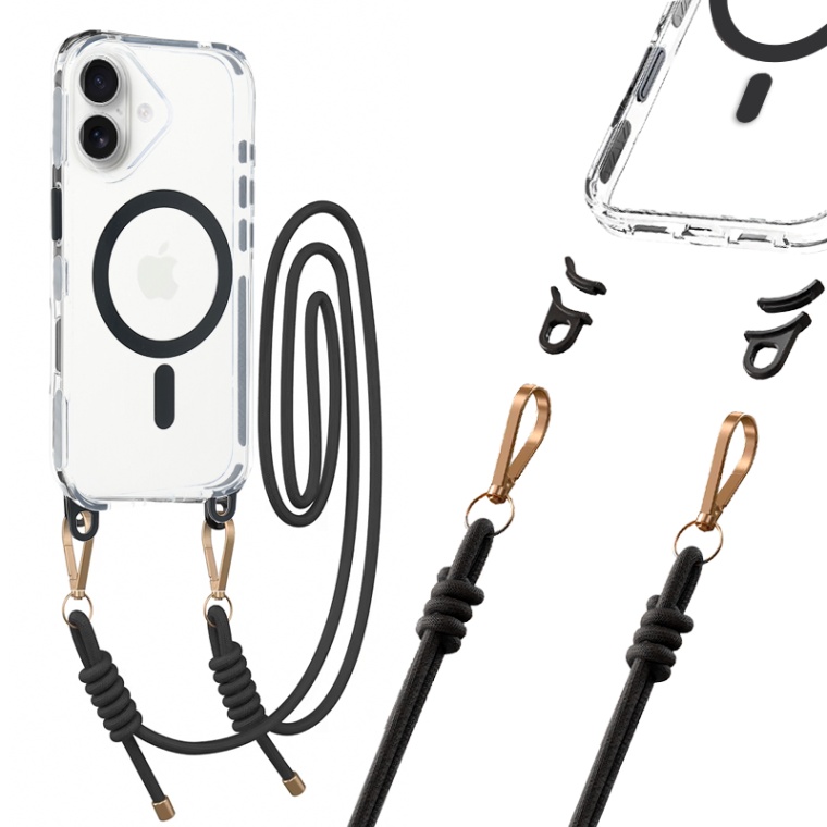 Zadní kryt Tel Protect Strap Clear pro iPhone 17 black