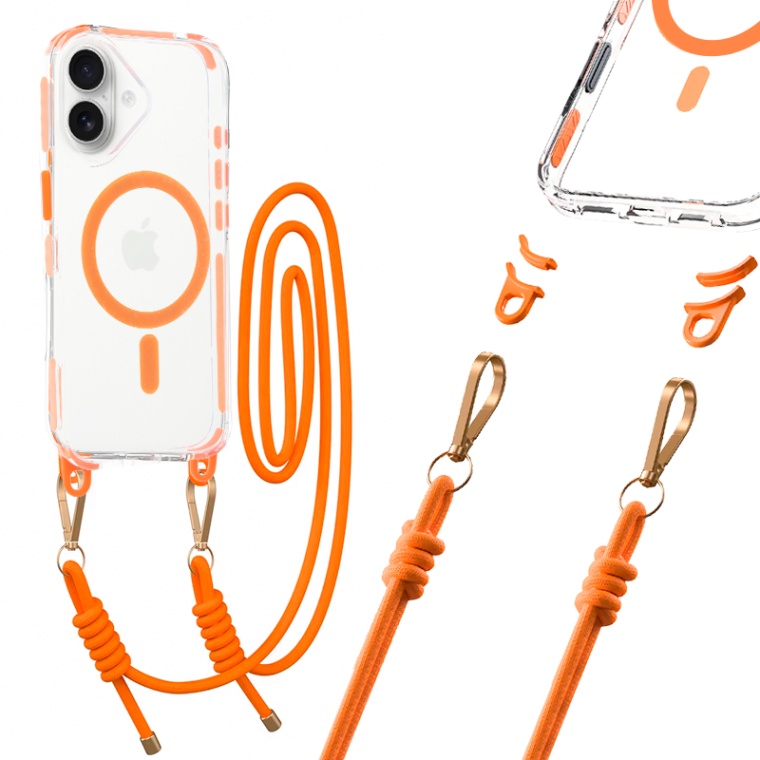 Levně Zadní kryt Tel Protect Strap Clear pro iPhone 17 orange