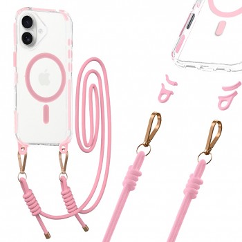 Zadní kryt Tel Protect Strap Clear pro iPhone 17 pink
