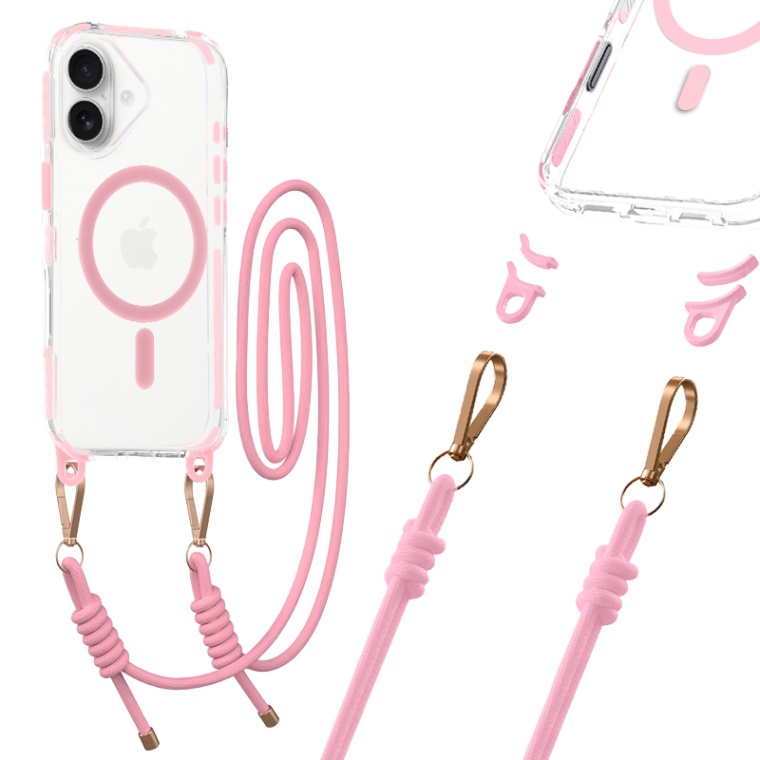 Zadní kryt Tel Protect Strap Clear pro iPhone 17 pink