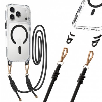 Zadní kryt Tel Protect Strap Clear pro iPhone 17 Pro Max black