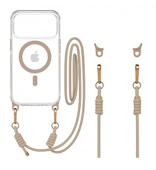 Zadní kryt Tel Protect Strap Clear pro iPhone 17 Pro Max gold
