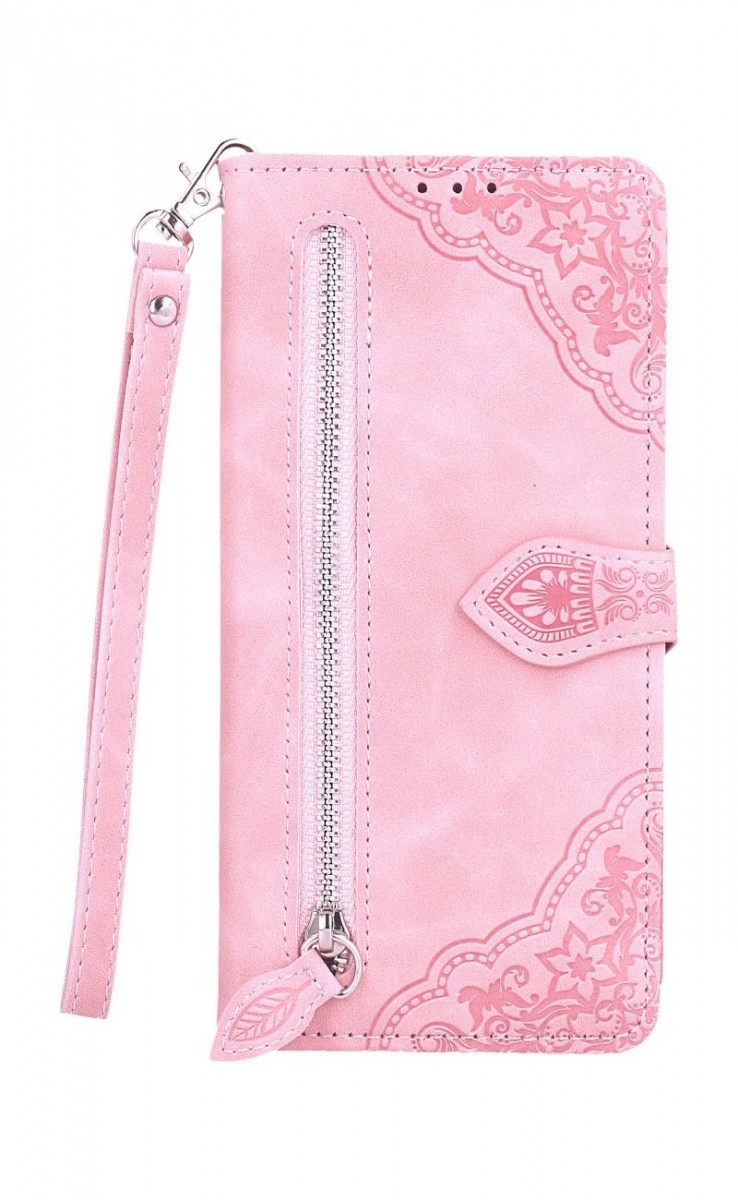 Knížkové pouzdro na Xiaomi Redmi Note 9 se zipem růžové