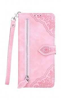 Knížkové pouzdro na Xiaomi Redmi Note 9 se zipem růžové