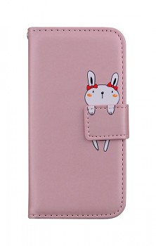 Knížkové pouzdro na Xiaomi Redmi Note 9 růžové s králíčkem