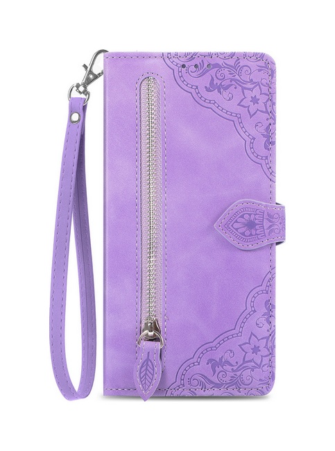 Knížkové pouzdro na Samsung A52s 5G se zipem fialové