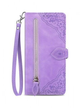 Knížkové pouzdro na Samsung A52s 5G se zipem fialové