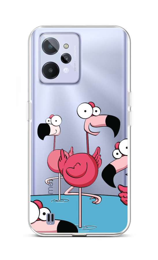 Levně Kryt TopQ Realme C31 silikon Cartoon Flamingos 74360 (pouzdro neboli obal na mobil Realme C31)