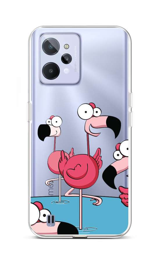 Zadní silikonový kryt na Realme C31 Cartoon Flamingos